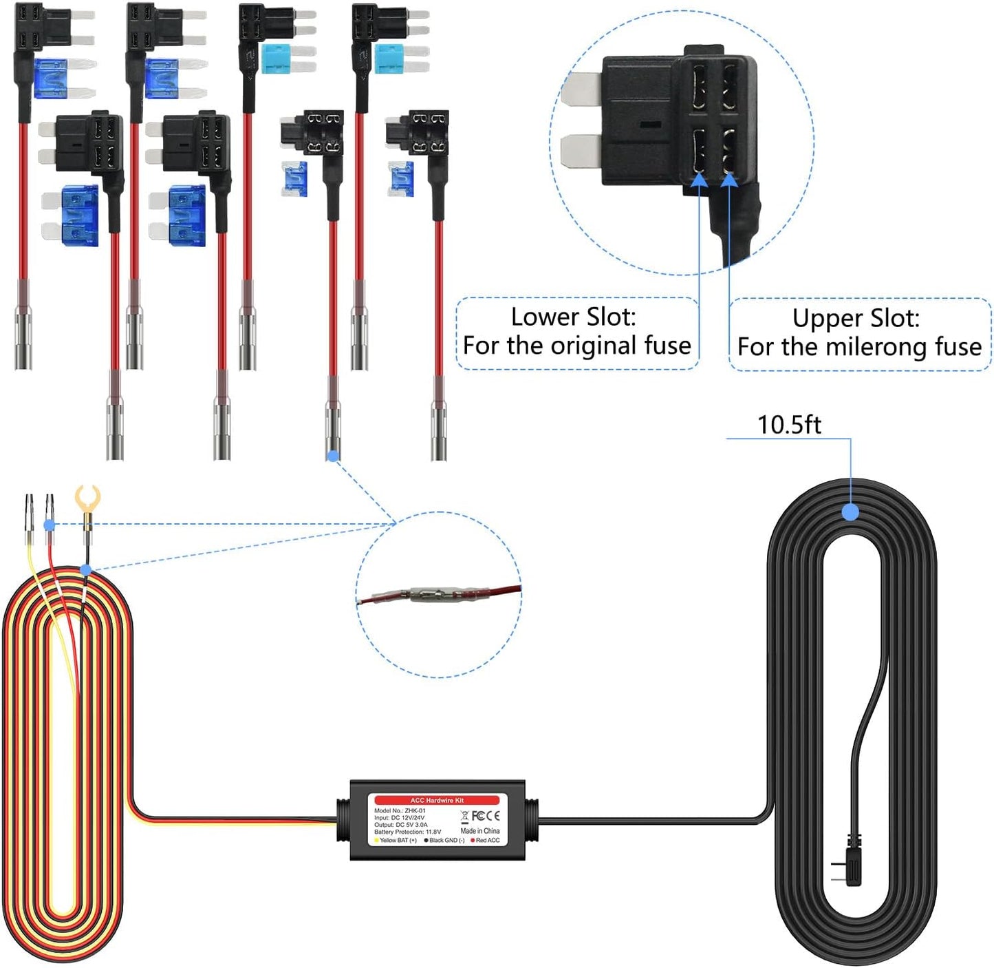 ZMOPO Hardwire Kit for D435 Dash Cam